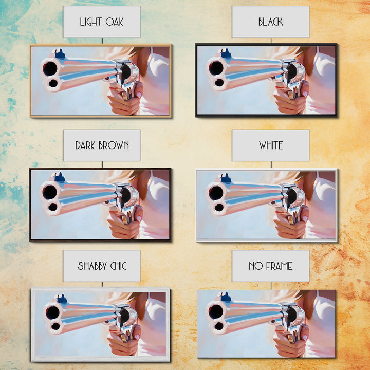 Chrome Gun, Western Art, Cowboy Decor, Canvas Print, Edgy Wall Art, Modern Painting, Masculine Art, Man Cave Wall Decor