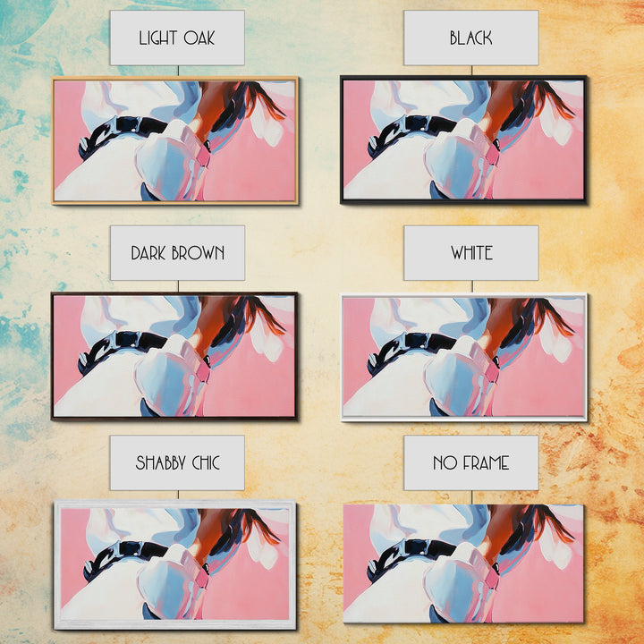 Cowgirl Outfit, Country Aesthetic, Western Home Decor, Feminine Wall Art, Fashion Framed Canvas Print, Pink and Blue Artwork