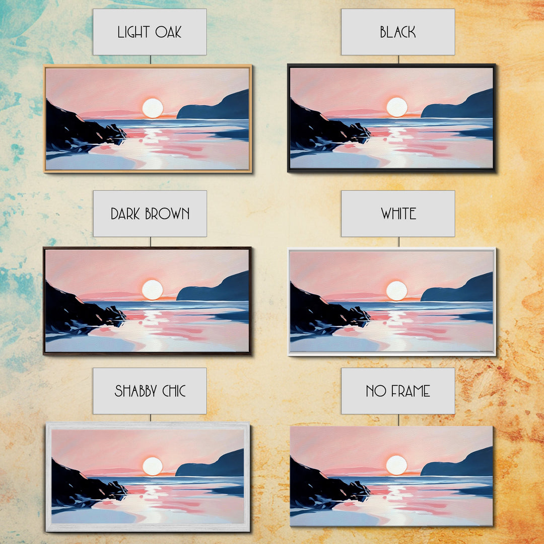 Dreamy Sunset, Coastal View, Framed Canvas Print, Serene Seascape, Beach House Decor, Modern Ocean Art, Calming Home Aesthetic