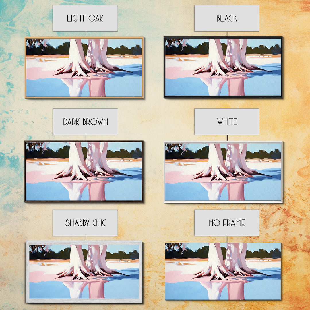 Cypress Reflection, Nature Art, Framed Canvas Print, Landscape Wall Decor, Modern Home Aesthetic, Boho Forest Painting