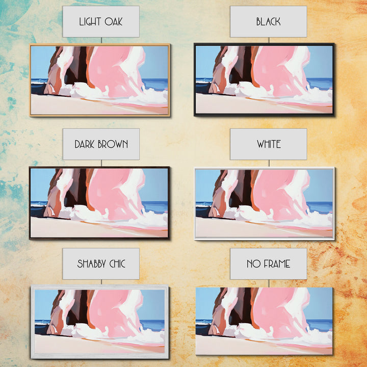 Beach Cliffside, Ocean Waves Art, Coastal Home Decor, Beach Vacation Aesthetic, Minimalist Seascape, Canvas Print, Bedroom Wall Art