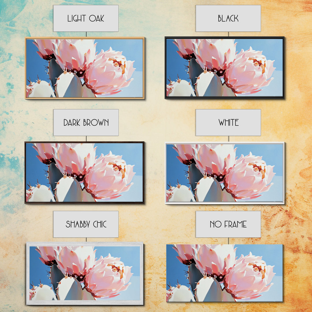 Cactus Blossoms, Desert Botanical Art, Vibrant Succulent, Pink Flowering Cactus, Bohemian Aesthetic, Canvas Print, Living Room