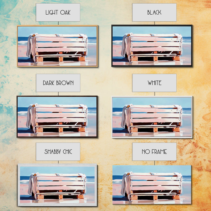 Beach Crate, Coastal Chic, Minimalist Seaside Art, Relaxing Ocean Decor, Modern Nautical Aesthetic, Living Room Wall Art, Canvas Print