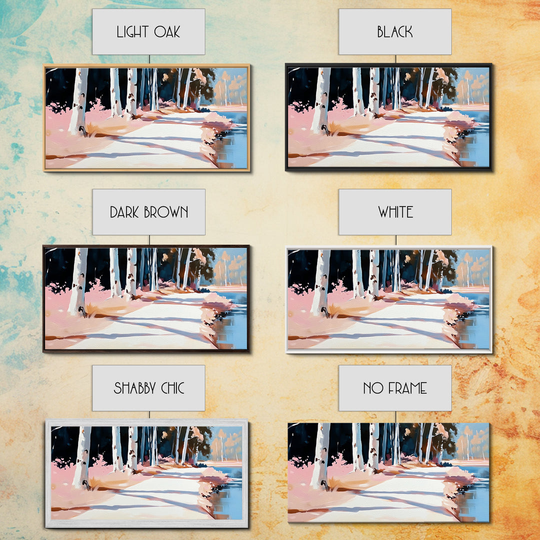 Birch Path, Autumn Landscape, Tranquil Nature Art, Minimalist Forest Print, Warm Neutral Tones, Living Room Wall Art, Canvas Print