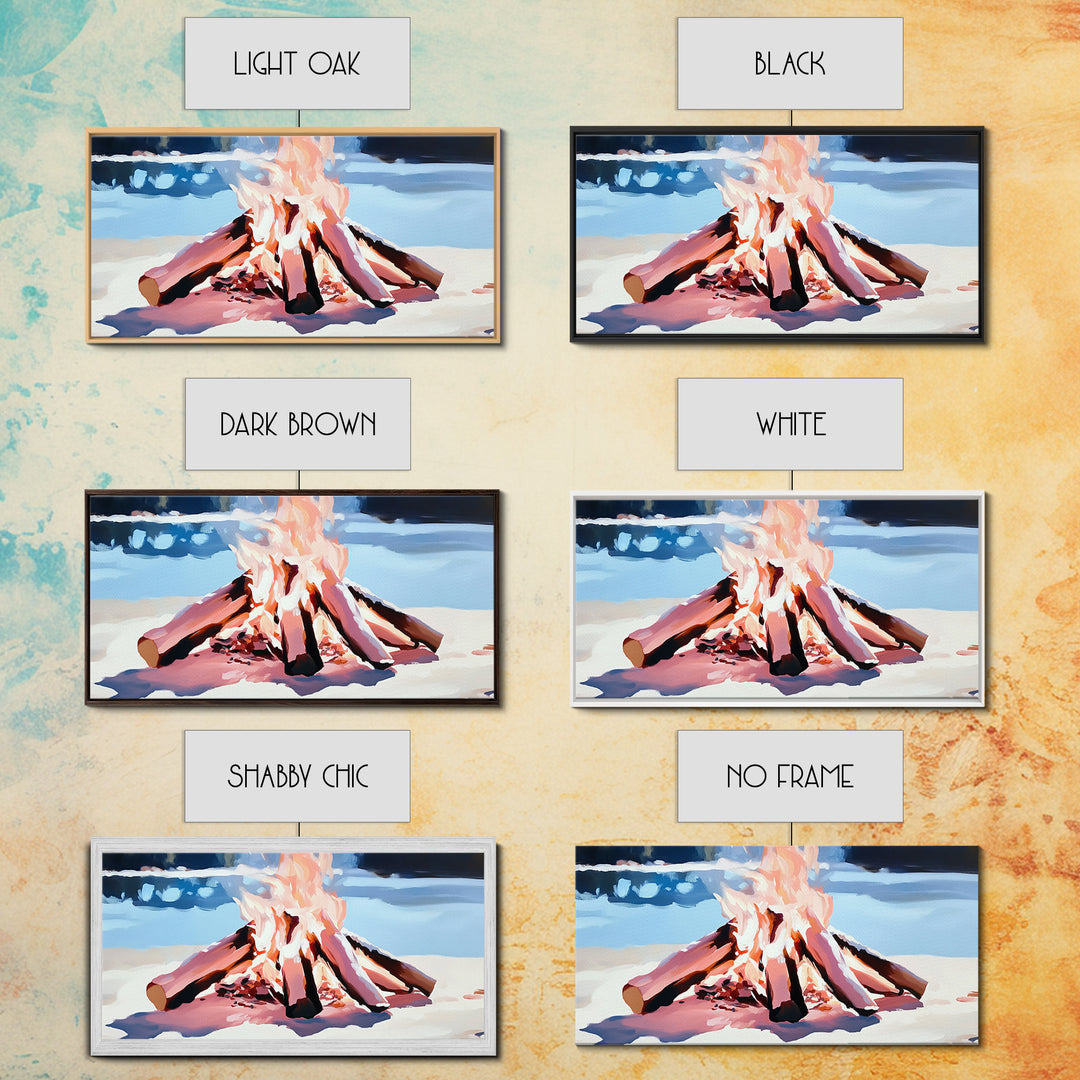 Campfire, Cozy Glow, Autumn Wall Art, Rustic Home Decor, Boho Adventure Aesthetic, Living Room Art, Framed Canvas Print, Gift Idea