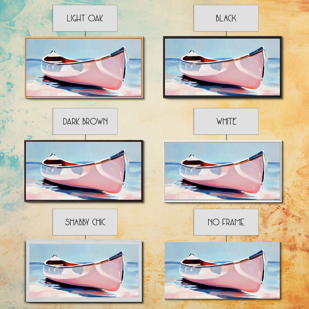 Canoe, Calm Waters, Minimalist Wall Art, Boho Adventure Decor, Nature Inspired Artwork, Lake House Aesthetic, Framed Canvas Print