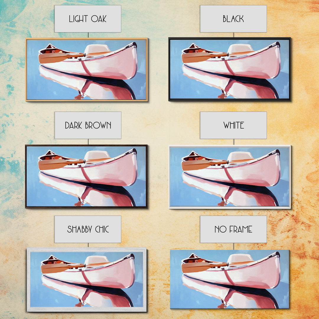 Rowboat, Water Reflection, Nautical Wall Art, Serene Coastal Decor, Minimalist Lake House Art, Framed Canvas Print, Gift Idea