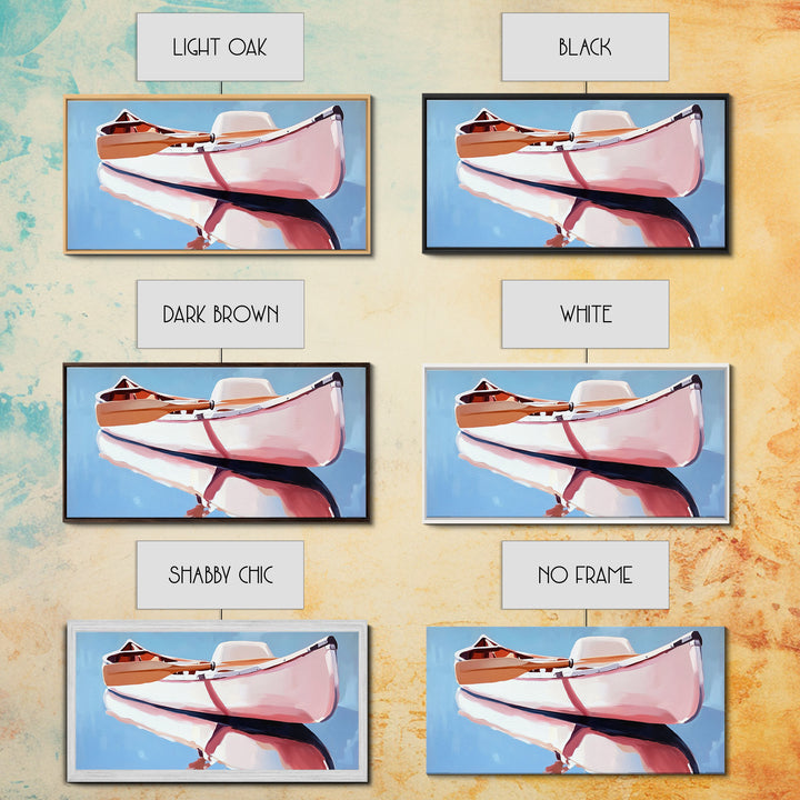 Rowboat, Water Reflection, Nautical Wall Art, Serene Coastal Decor, Minimalist Lake House Art, Framed Canvas Print, Gift Idea