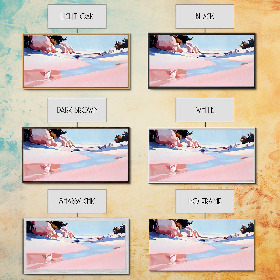 Desert River, Pastel Landscape, Western Aesthetic, Minimalist Nature Art, Boho Home Decor, Serene Wall Art, Framed Canvas Print