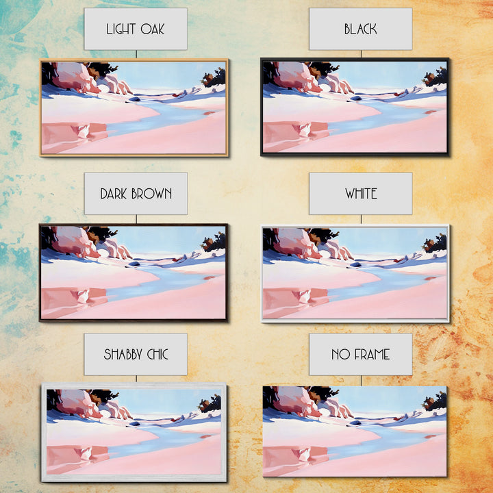 Desert River, Pastel Landscape, Western Aesthetic, Minimalist Nature Art, Boho Home Decor, Serene Wall Art, Framed Canvas Print