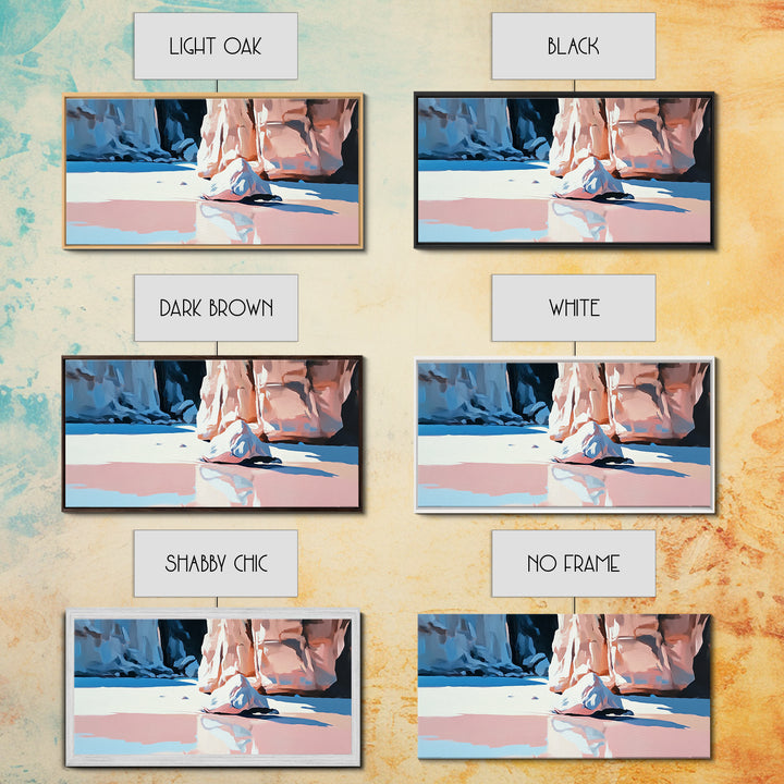 Canyon Reflection, Nature Wall Art, Modern Landscape Art, Neutral Earth Tones, Boho Aesthetic, Framed Canvas Print, Living Room Decor