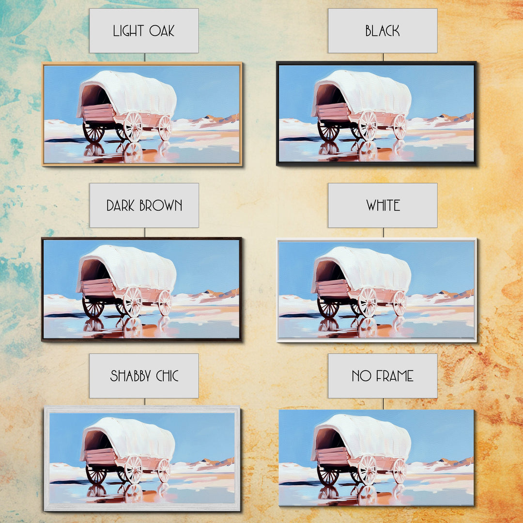 Covered Wagon, Western Art, Pioneer Print, Rustic Decor, Framed Canvas Print, Living Room Wall Art, Boho Farmhouse Style