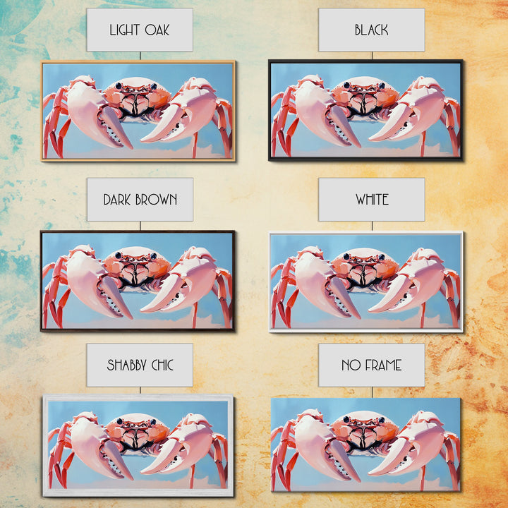 Crab Illustration, Ocean Life, Coastal Kitchen, Beach House Wall Art, Canvas Print, Nautical Artwork, Seaside Aesthetic, Marine Art