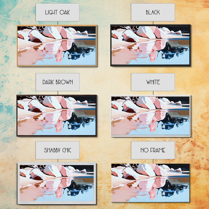 Beach Reflection, Coastal Landscape, Modern Seascape, Minimalist Decor, Framed Canvas Print, Ocean Tranquility, Relaxing Aesthetic