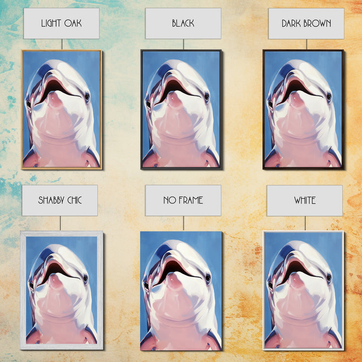 Dolphin Smile, Ocean Wildlife, Playful Sea Art, Coastal Decor, Nautical Wall Art, Canvas Print, Kids Room Art, Marine Animal Painting