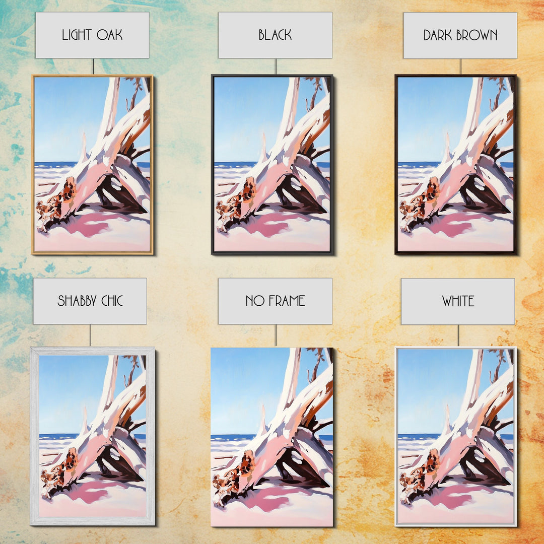 Driftwood Art, Coastal Scene, Beach Sunset, Rustic Ocean Decor, Bohemian Style, Canvas Print, Living Room Wall Art, Nautical Home Decor