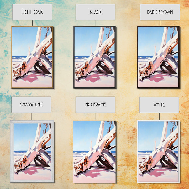 Driftwood Art, Coastal Scene, Beach Sunset, Rustic Ocean Decor, Bohemian Style, Canvas Print, Living Room Wall Art, Nautical Home Decor