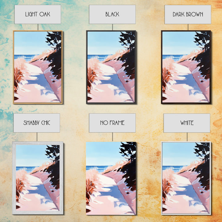 Coastal Dunes, Seaside Pathway, Beach Grass, Tranquil Nature Scene, Canvas Print, Living Room Wall Art, Soft Pastel Landscape