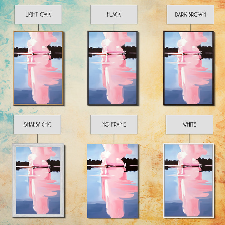 Pink Cloud, Reflection Art, Modern Landscape, Framed Canvas Print, Blue Sky Painting, Large Wall Art, Minimalist Decor, Office Art