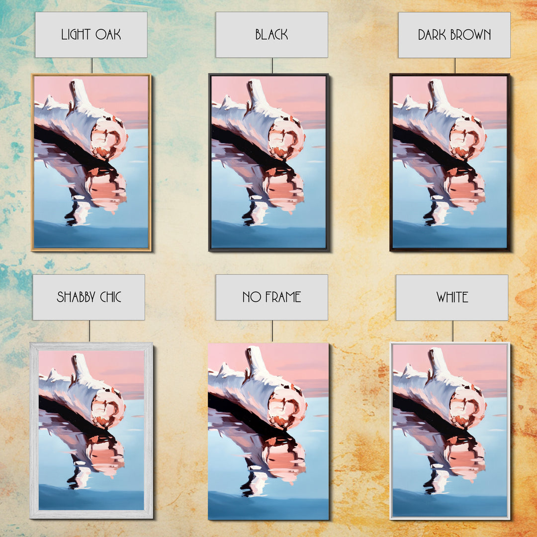 Driftwood, Lake Reflection, Nature Wall Art, Rustic Cabin Decor, Framed Canvas Print, Minimalist Landscape, Living Room Wall Art