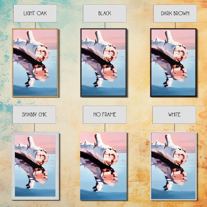 Driftwood, Lake Reflection, Nature Wall Art, Rustic Cabin Decor, Framed Canvas Print, Minimalist Landscape, Living Room Wall Art