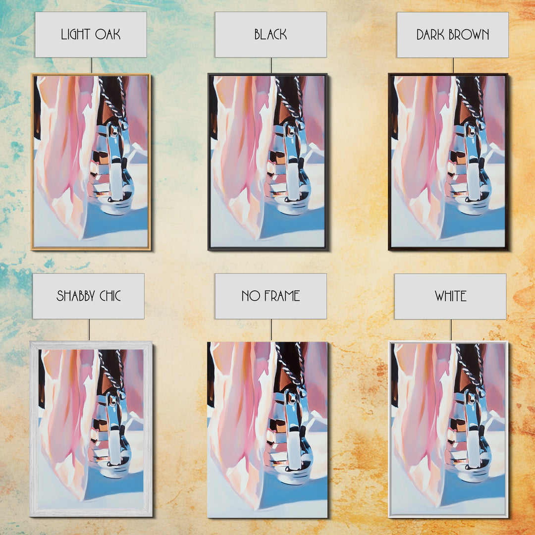 Chrome Boot, Fashion Illustration, Framed Canvas Print, Modern Wall Art, High Fashion Aesthetic, Bold Home Decor, Unique Statement Piece