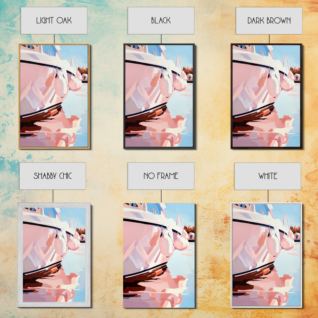 Coastal, Boat, Reflection, Nautical, Framed Canvas Print, Modern Wall Art, Minimalist Decor, Ocean Wall Art, Living Room Artwork, Beach Aesthetic