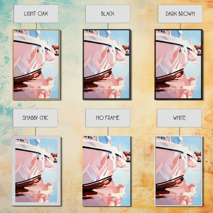 Coastal, Boat, Reflection, Nautical, Framed Canvas Print, Modern Wall Art, Minimalist Decor, Ocean Wall Art, Living Room Artwork, Beach Aesthetic