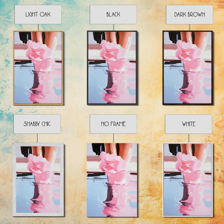 Romantic, Water, Reflection, Feminine, Framed Canvas Print, Elegant Minimalist Artwork, Soft Aesthetic Home Decor, Bedroom Wall Art, Fashion Art