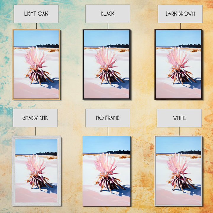 Desert Plant, Soft Pink Tones, Modern Botanical Wall Art, Framed Canvas Print, Southwest Decor, Minimalist Nature Painting