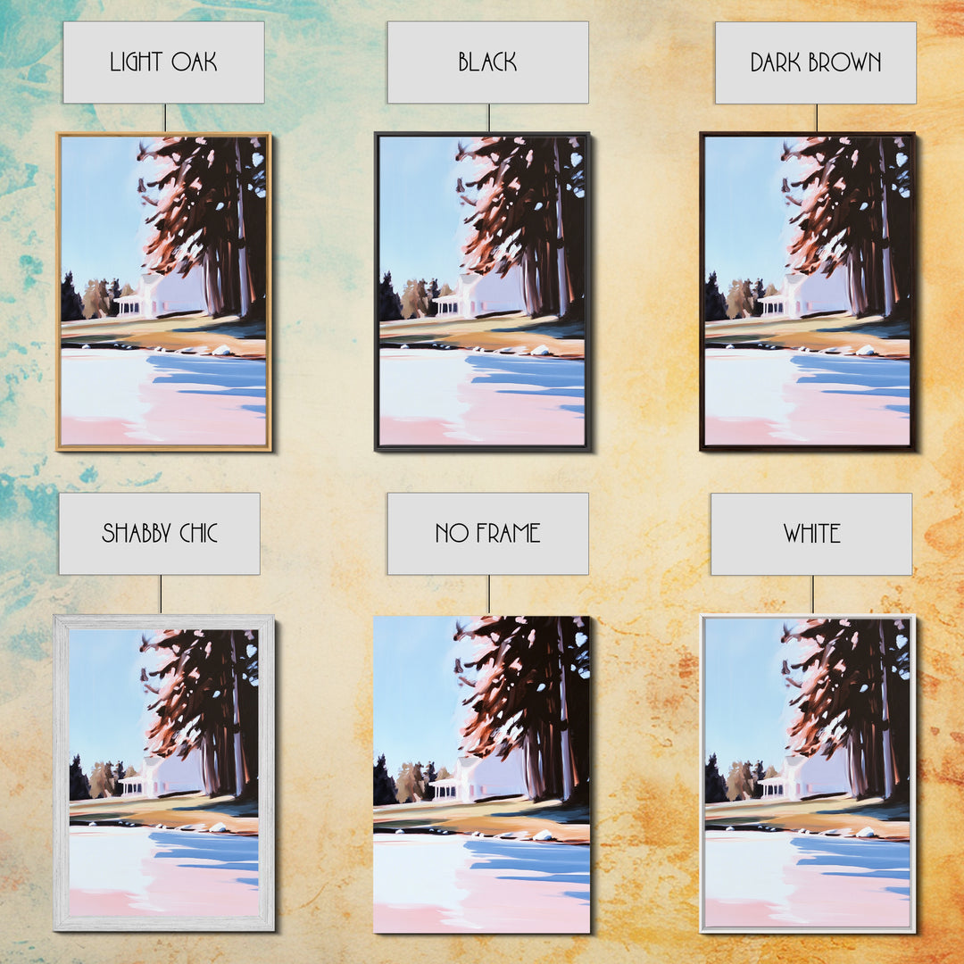 Autumn Tree, Tranquil Landscape Painting, Nature Retreat Art, Framed Canvas Print, Cozy Cabin Wall Decor, Fall Aesthetic