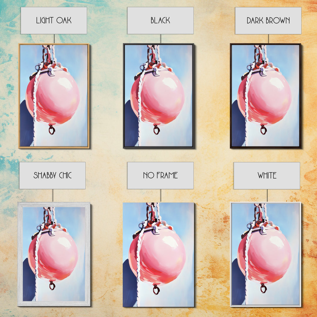 Coastal Buoy, Nautical Wall Art, Beach House Decor, Minimalist Art, Pastel Aesthetic, Ocean Theme, Framed Canvas Print, Modern Art