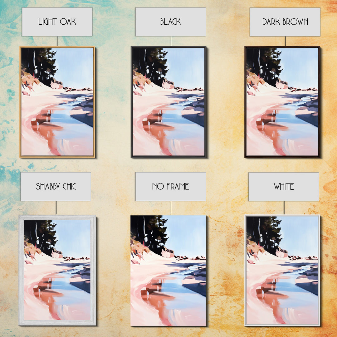 Coastal Forest Scene, Beach Landscape Art, Minimalist Seaside Painting, Framed Canvas Print, Boho Wall Decor, Nature Lover Gift, Bedroom Art