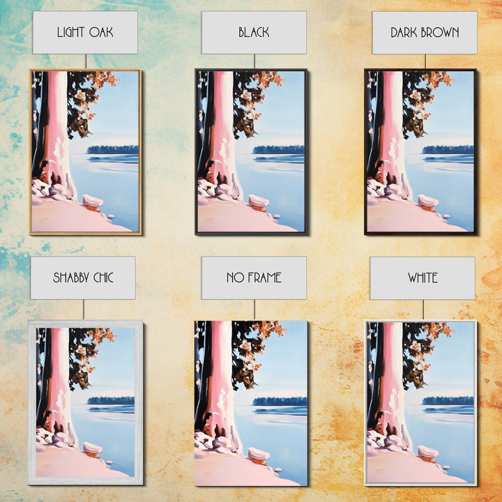 Lake View, Coastal Wall Art, Pastel Landscape, Minimalist Print, Framed Canvas Print, Beach House Decor, Bedroom Aesthetic