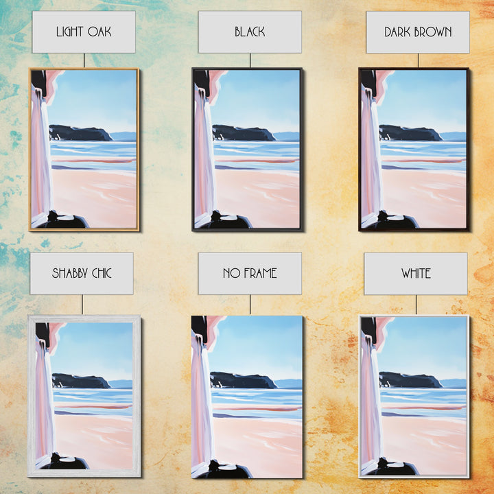 Ocean Horizon, Coastal Landscape, Serene Beach Art, Pastel Tones, Framed Canvas Print, Minimalist Home Decor, Living Room Art
