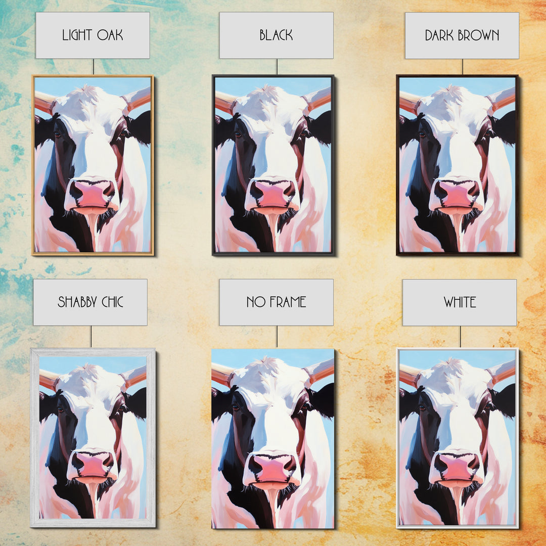 Cow Portrait, Farmhouse Animal Art, Rustic Wall Decor, Country Home Aesthetic, Modern Barn Decor, Canvas Print, Kitchen Wall Art
