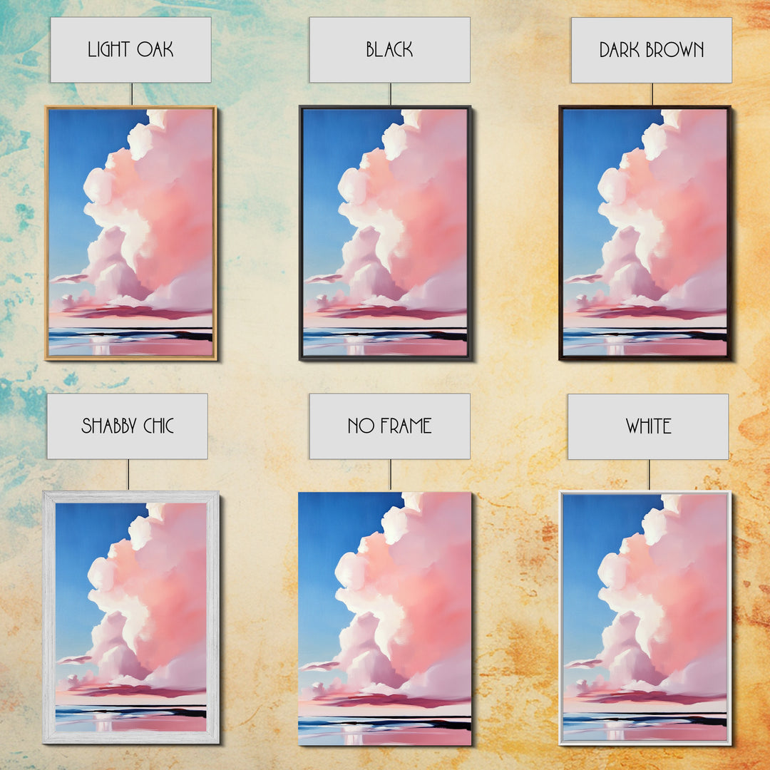 Cloudscape, Sky Painting, Dreamy Wall Art, Minimalist Home Decor, Pastel Sky, Framed Canvas Print, Sunset Clouds, Serene Aesthetic