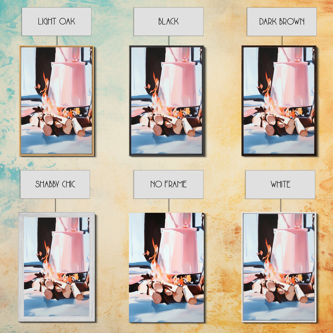 Campfire, Cozy Art, Autumn Decor, Rustic Wall Art, Framed Canvas Print, Cabin Vibes, Warm Aesthetic, Nature Lover Artwork