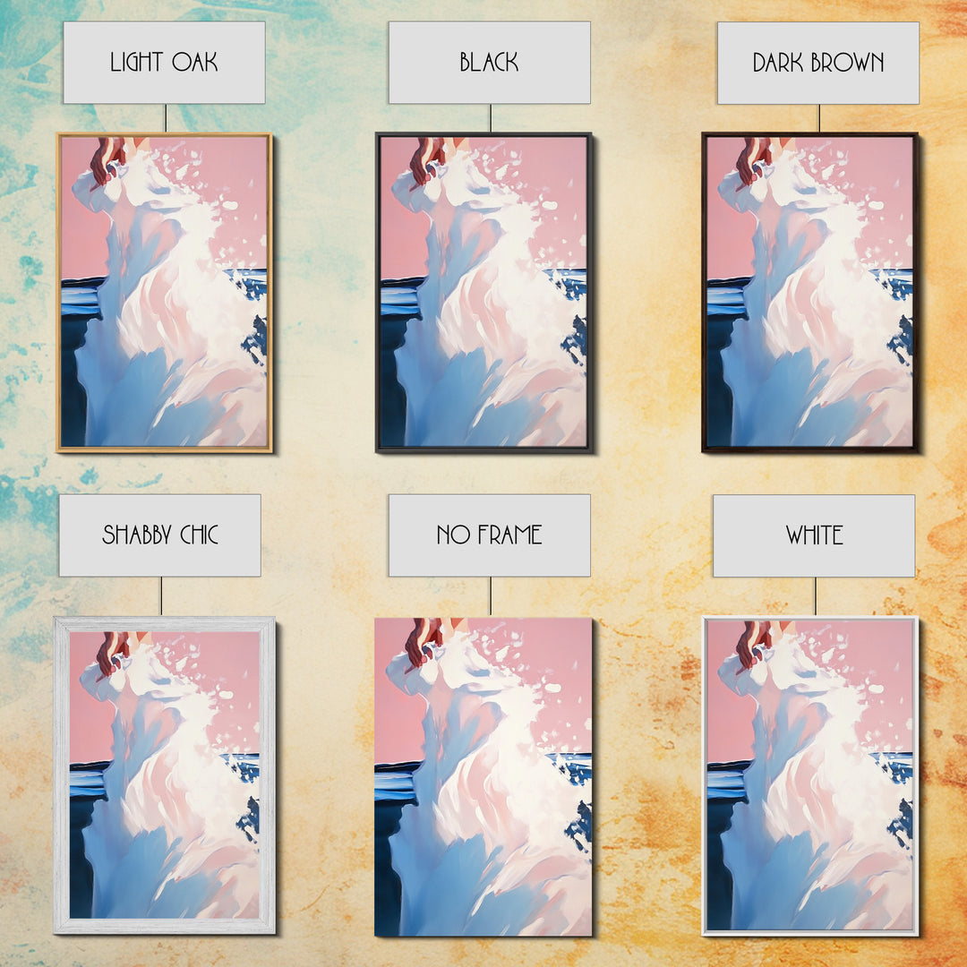 Pink Clouds, Coastal, Beach Wall Art, Boho, Aesthetic, Dreamy, Sunset, Pastel, Sky, Seascape, Minimalist, Framed Canvas Print