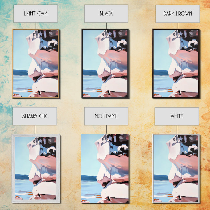 Coastal Cliffs, Ocean Wall Art, Beach House Decor, Abstract Seascape, Modern Coastal, Framed Canvas Print, Nautical Wall Art