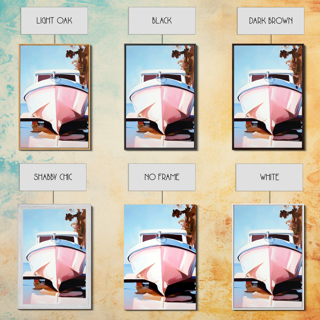 Boat Reflection, Coastal Decor, Nautical Art, Marina Print, Framed Canvas Print, Ocean Wall Art, Minimalist Seascape, Tranquil Artwork