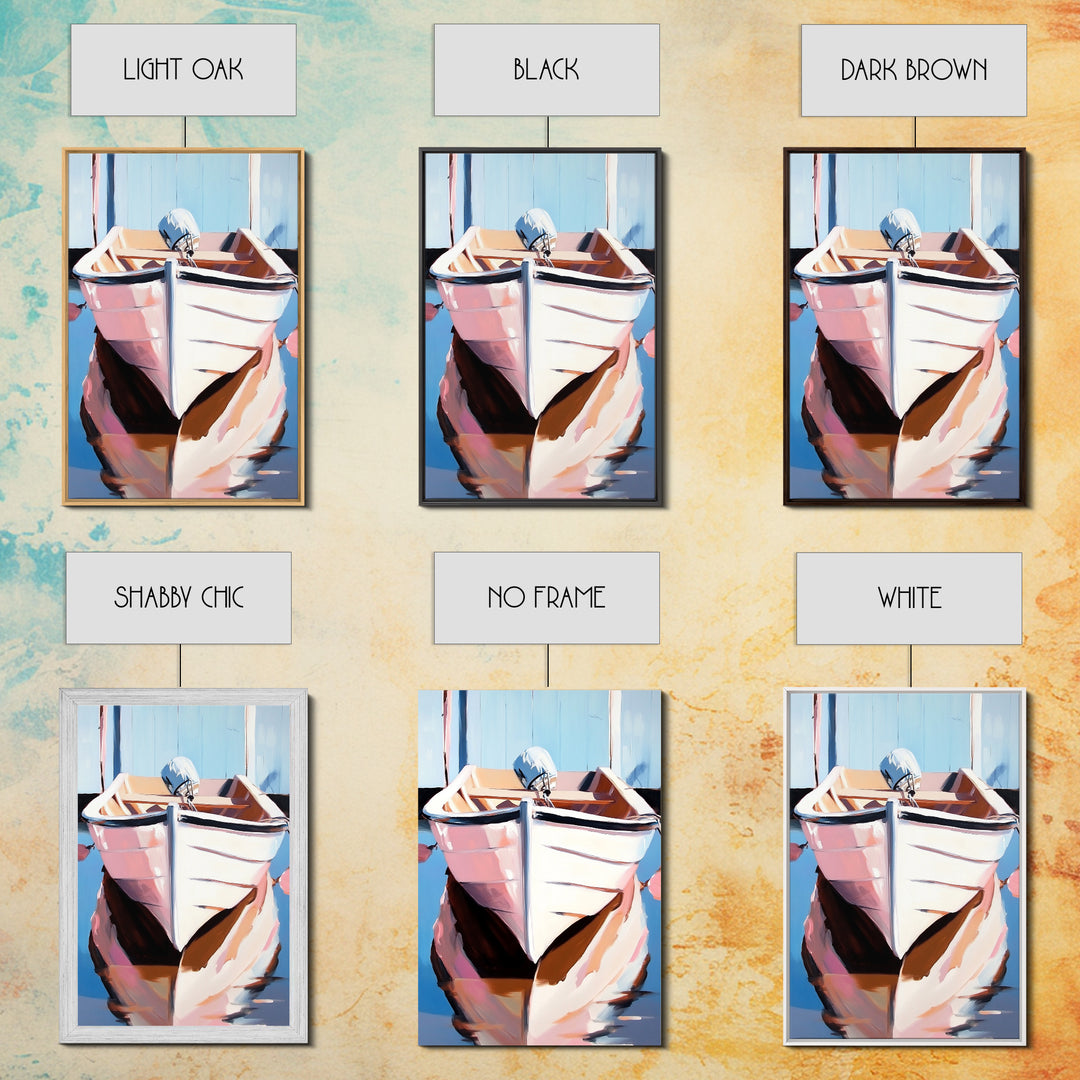 Rustic Boat, Nautical Wall Art, Coastal Home Decor, Seaside Aesthetic, Soft Pastels, Framed Canvas Print, Living Room