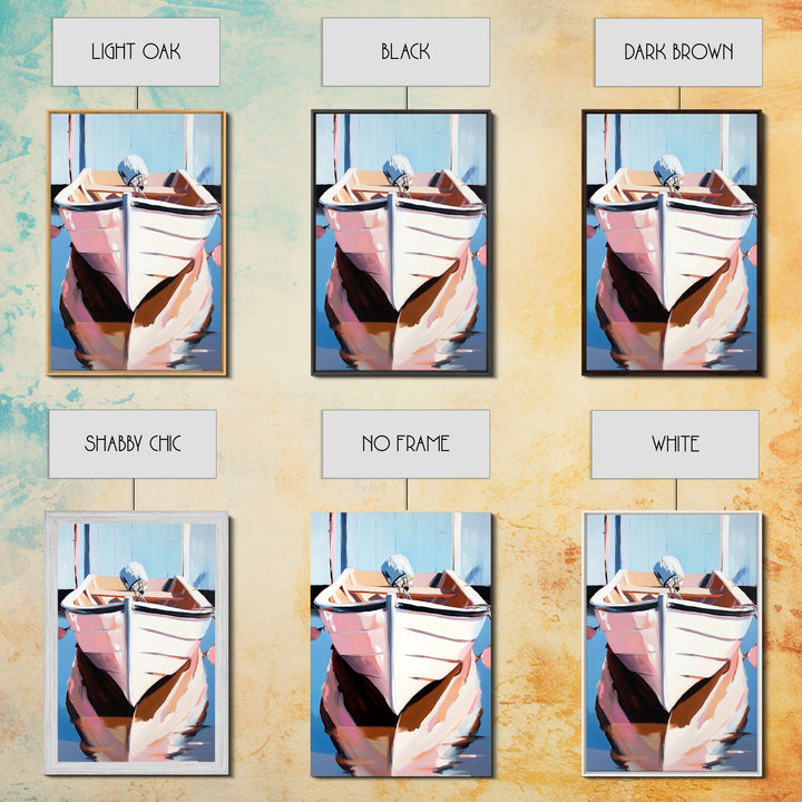 Rustic Boat, Nautical Wall Art, Coastal Home Decor, Seaside Aesthetic, Soft Pastels, Framed Canvas Print, Living Room