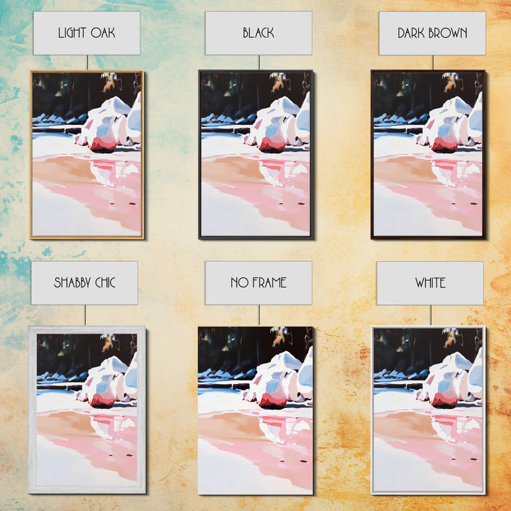 Rocky Shoreline, Water Reflections, Tranquil Landscape, Canvas Print, Nature Inspired Art, Modern Home Decor, Bedroom Wall Art