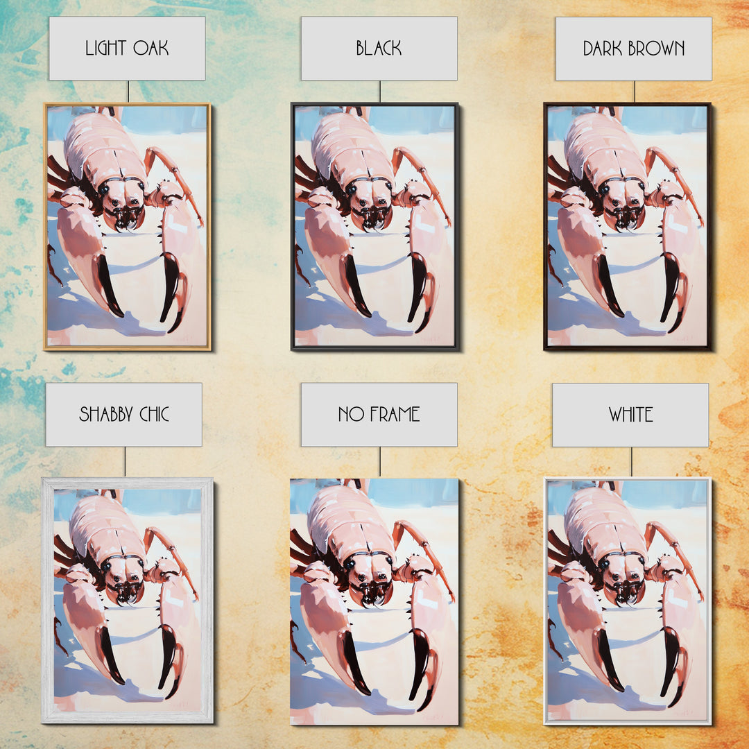 Crab Art, Coastal Nautical, Beach House Decor, Framed Canvas Print, Ocean Wall Art, Modern Minimalist Painting, Kitchen Wall Decor