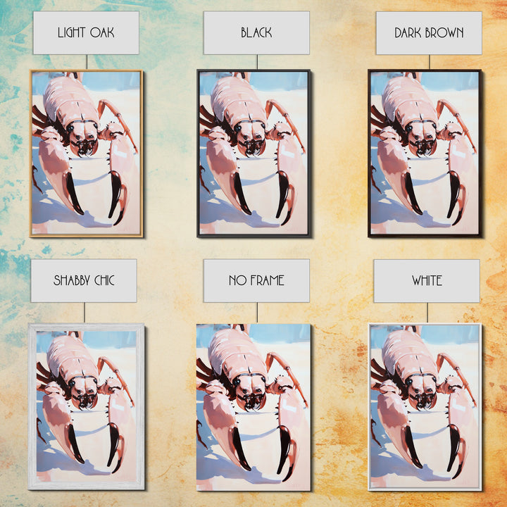 Crab Art, Coastal Nautical, Beach House Decor, Framed Canvas Print, Ocean Wall Art, Modern Minimalist Painting, Kitchen Wall Decor