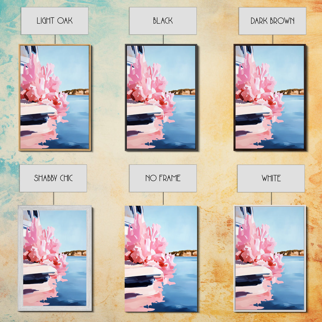 Boat Reflection, Nautical Wall Art, Ocean Painting, Framed Canvas Print, Coastal Living Decor, Modern Seascape, Beach House Artwork