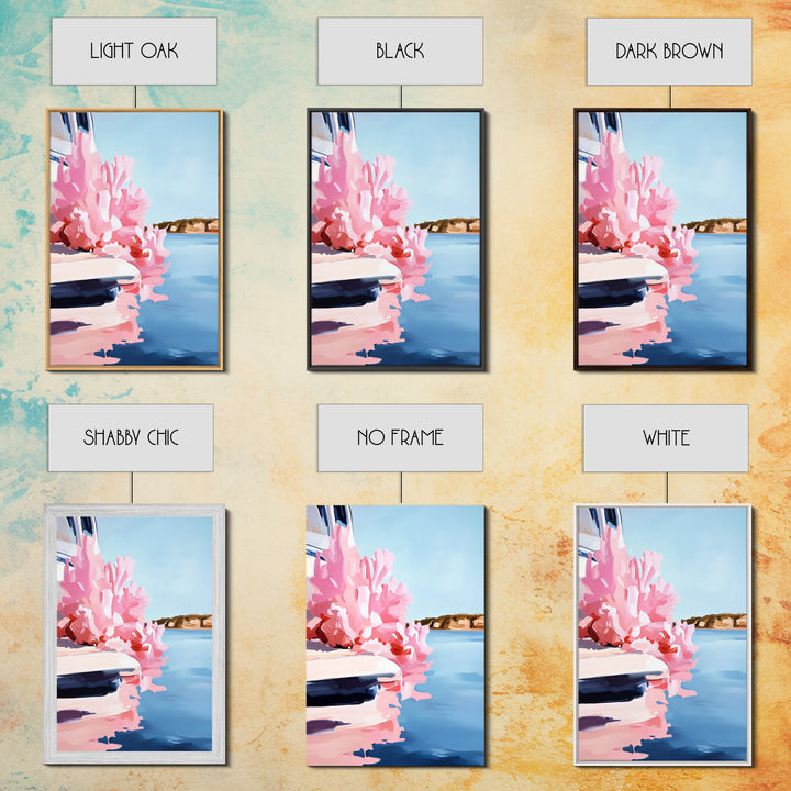 Boat Reflection, Nautical Wall Art, Ocean Painting, Framed Canvas Print, Coastal Living Decor, Modern Seascape, Beach House Artwork