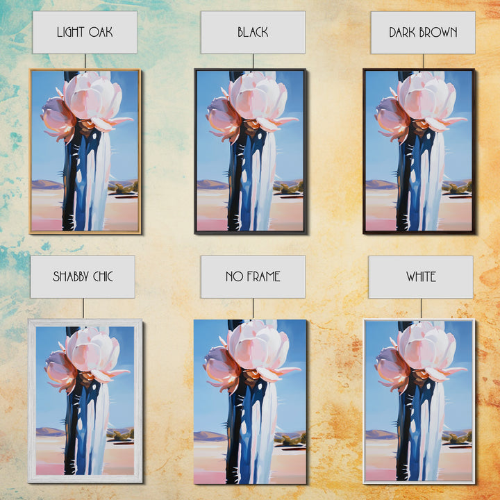 Desert Flowers, Modern Botanical Art, Pastel Succulent Painting, Nature Inspired Wall Decor, Framed Canvas Print, Aesthetic Home Art