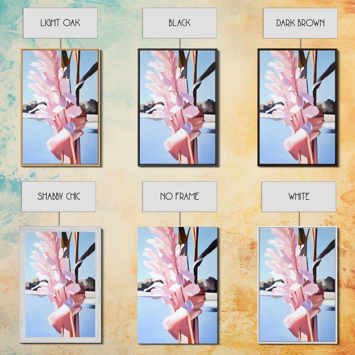 Botanical, Pink Flowers, Summer Nature Art, Canvas Print, Floral Painting, Minimalist Wall Decor, Feminine Home Art, Bedroom Wall Art